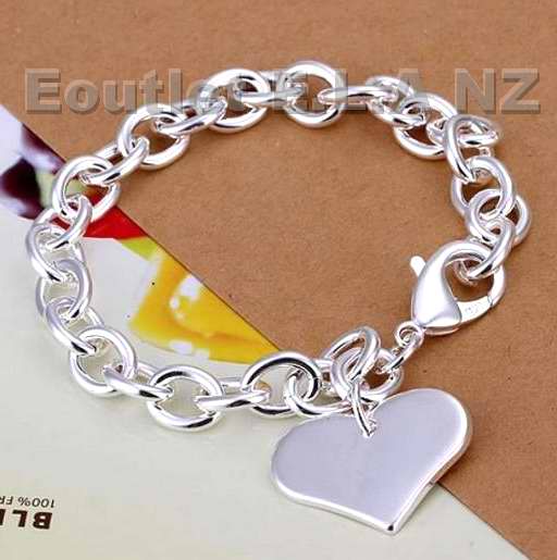 26mm HEART CHARM SILVER BRACELET-20cm